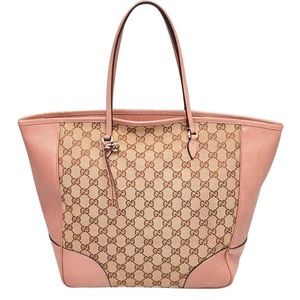 Gucci Bag Bree 323671 Pink/Beige GG Pink Canvas Tote.